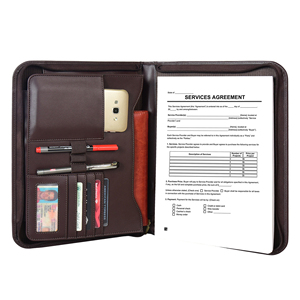 Professional Leather Conference <b>Portfolio</b> File Organizer Business Document <b>Folder</b> Planner Writing Pad Holder Corporate Office - Product Image 2