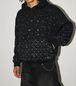 100% Cotton Custom Regular Fit Rhinestone <b>Zip</b>-<b>Up</b> Hoodie for <b>Men</b> OEM/ODM Manufacturer with Customized Logo High Quality Quick Dry - Product Image 6