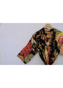 Bata Kimono de Algodón Suave con Estampado de Bloques y Dibujos Animados Naaz para Mujer, Camisón de Verano Hecho a Mano ODM con Cuello en V, Cintura Elástica y Largo hasta la Rodilla - Product Image 5
