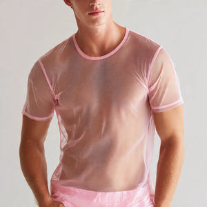 T-shirt en maille transparente à épaules tombantes pour homme, léger, séchage rapide, coupe-vent, surdimensionné, transparent - Product Image 3