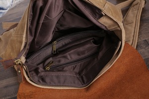 Sac à dos en toile et cuir véritable, look moderne, pour voyage, ordinateur portable, imperméable, haute qualité, vente en gros, personnalisable, capacité 36-55L, sur mesure - Product Image 3