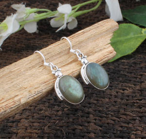 Boucles d'oreilles en labradorite bleue naturelle, argent sterling 925, pierres précieuses authentiques, pendantes, faites à la main, cadeau pour femme - Product Image 1
