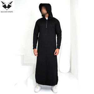 เสื้อผ้าอิสลามชายมีฮู้ด jubba มีฮู้ดลำลองผ้าระบายอากาศได้ดีสวมใส่ทุกวันผ้าโพลีเอสเตอร์แบบดั้งเดิมทันสมัย - Product Image 3