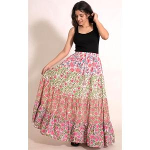 Falda Maxi Bohemia de Algodón, Hecha a Mano, con Estampado de Patchwork, Falda Larga, Moda Hippie India - Product Image 3