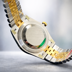 Reloj de Pulsera Personalizado con Diseño Atractivo, Esfera Redonda Amarilla y Correa de Acero Inoxidable de Dos Tonos, Brillante y Resistente al Agua para Hombre - Product Image 5