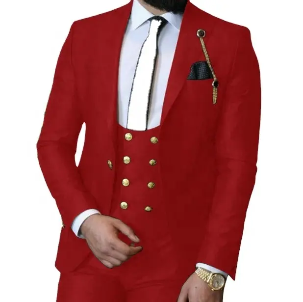 New Arrival Wedding Tuxedos Slim Fit Men's Suits Groomsmen Suit 3 Pieces Cheap Blazer Prom Formal Suits (Jacket+Pants+Vest+Tie)