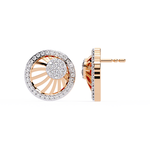 Boucles d'oreilles clous unisexes plaquées or 14 carats, diamants de laboratoire taille brillant rond vintage, certifiés IGI, couleur E, pour occasions de mariage - Product Image 1