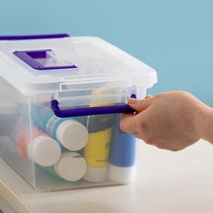 Bacs de rangement en plastique avec couvercles, lot de 6, 5 Qt. Petit sac de rangement pour fournitures artistiques et de bureau - Product Image 4