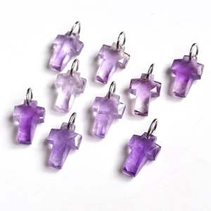 Pendentif Croix Sainte en Améthyste Rose AAA, Argent 925, Pierre Précieuse Sculptée à la Main, Charme en Améthyste Naturelle pour la Fabrication de Bijoux, Vente en Gros - Product Image 6