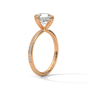 Joyería a Precio de Mayoreo con Diamante Cultivado en Laboratorio de Corte Redondo Brillante, Certificado GRA, Banda Pavé Hecha de Oro Rosa de 14k - Product Image 2