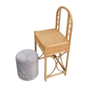 Table et chaise de coiffeuse en rotin naturel – Vente en gros, grande quantité, taille et couleur personnalisables, OEM ODM, prix compétitifs - Product Image 2