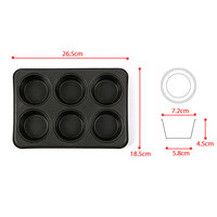 Moule à muffins en silicone antiadhésif style K-Food, 6 cavités, 26,5x18,5 cm, compatible four et lave-vaisselle, pour pâtisseries et gâteaux gourmet, professionnel