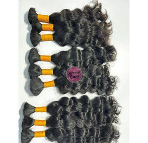 Bulk Indian Curly Raw Human Hair 100g Machine Double Weft for Braiding - Product Image 5