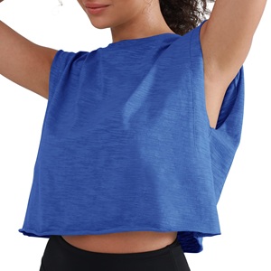Débardeurs de yoga personnalisés pour femmes avec logo, hauts de sport sans manches de haute qualité pour la gym et le fitness, vente en gros de débardeurs courts - Product Image 4