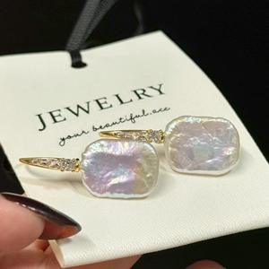 Pendientes Colgantes de Moda con Perlas Naturales Pequeñas de Forma Barroca, Perlas Reales, Gancho para Oreja Terminado, Accesorios de Joyería Irregulares de Zhuji - Product Image 3