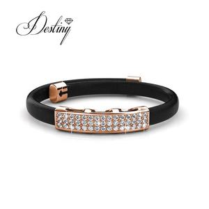Daisini Jewelry <span class=keywords><strong>Pulsera</strong></span> de cuero de moda Charm Brazalete de lujo adornado con cristales de <span class=keywords><strong>Swarovski</strong></span> - Product Image 5