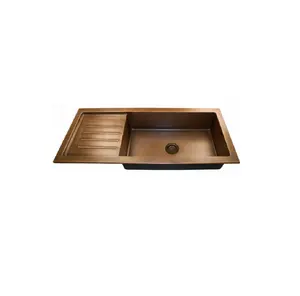 Copper Undermount Sink With Drain Board Handmade Vessel Basins Unique Bar Sink Manufacturer Supplier Wholesaler