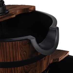 Fontana a Cascata in Legno a 2 Livelli per Esterni con Pompa, Elegante Decorazione da Giardino - Product Image 5