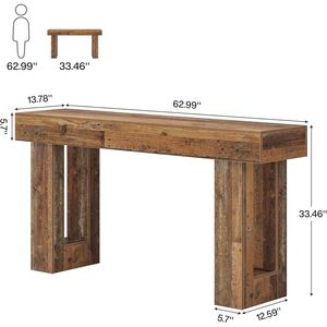 63-Inch Wooden <b>Sofa</b> <b>Table</b> for Entryway Console <b>Tables</b> Product Category - Product Image 3
