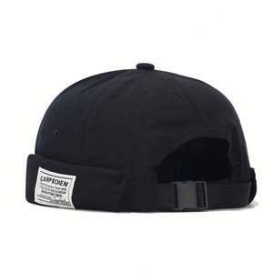 Sombrero de verano estilo chino unisex, moderno, retro, tipo Yuppie, con etiqueta de tela con letras, sin ala, de copa suave, tipo melón. - Product Image 2