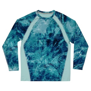 Men's Long Sleeve Hunting Shirt Blue Tie-Dye Print 100% Polyester Moisture-Wicking Summer Outdoor Top - Product Image 5
