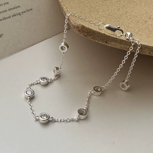 S925 Sterling Silver Korean Style Retro Niche Zircon <b>Beads</b> Chain & Link <b>Bracelet</b> Simple Personality Jewelry Gift - Product Image 2