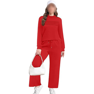 Ensemble de survêtement 2 pièces en molleton de coton épais pour femme – Hoodie oversize et pantalon de jogging décontracté, coupe ample, imperméable et écologique - Product Image 3