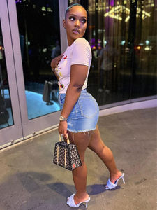 Shorts en jean délavé taille haute pour femme, style streetwear vintage, respirant et écologique, collection été, haute qualité, vente chaude - Product Image 5