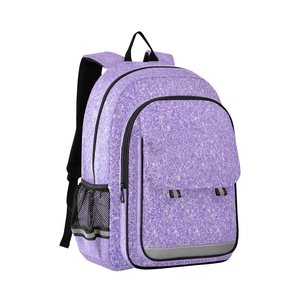 Purple Glitter <b>Backpack</b> with Mesh Side Pocket 30-40L Capacity 600D Material for Sports and School Use - Product Image 1