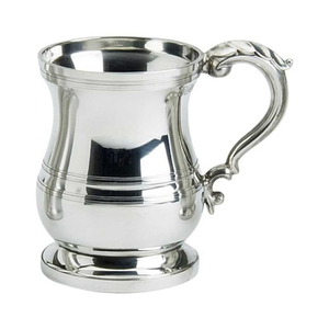 Premium Heavyweight 1 Pint Pewter Tankard Traditional Georgian Style Beer Mug With Ornate Scroll Handle Polished Finish - Product Image 1