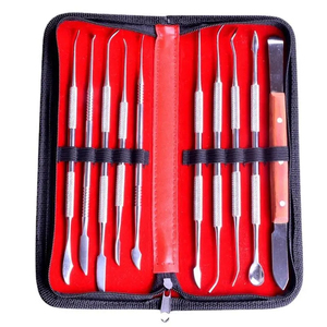 Kit d'outils de sculpture en acier inoxydable à double extrémité avec étui de transport pour la sculpture, la poterie et les instruments de laboratoire dentaire - Product Image 1
