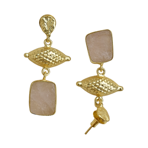 Pendientes Geométricos Chapados en Oro con Incrustaciones de Piedras Naturales, Estilo Boho Chic, Joyería de Moda para Mujer - Product Image 4