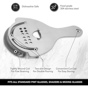 Colino Professionale per Cocktail in Acciaio Inox 14,6 cm x 9,8 cm x 3,2 cm per Bar Domestici e Shaker da Barman - Product Image 2