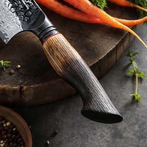 Juego de Cuchillos de Cocina de Acero de Damasco Forjado a Mano, 6 Piezas, Mango de Madera de Fresno, Hoja Recta, 67 Capas - Product Image 6