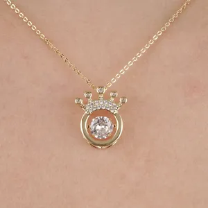 จี้สวยงามสำหรับผู้หญิง เพชรจำลองทรงกลม 2 กะรัต ชุบทองคำเหลือง 14K - Product Image 5