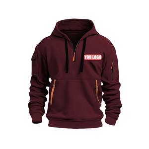 Sweat à capuche pour hommes de haute qualité hiver poids lourd sweat épais coton impression personnalisée Logo motif solide à capuche lavé respirant - Product Image 6