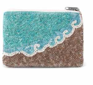 Monedero de Tyvek hecho a mano con cuentas de estrella de mar para mujer, bolsa abierta con temática de playa, mini cartera con diseño oceánico y correa de muñeca grande - Product Image 3