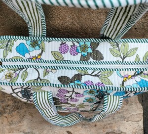 Exquisite High Quality Hand-Block Printed Quilted Cotton Tote <b>Bag</b> Elegant Zipper Closure Versatile Handcrafted <b>Boho</b> Shoulder <b>Bag</b> - Product Image 6