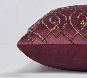Funda de Cojín de Lujo Bordada a Mano con Cuentas y Cierre de Cremallera para Decoración Tradicional del Hogar, Bodas y Hoteles - Product Image 2