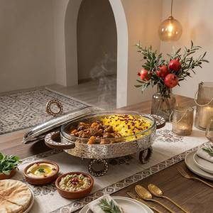 Recipiente Ovalado de Acero Inoxidable de Lujo, Duradero y Antiadherente, con Tapa de Vidrio y Asa de Madera, para Mantener la Comida Caliente en Buffets y Servicios de Catering - Product Image 2