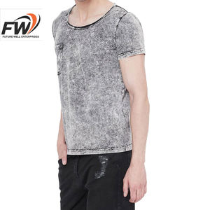 Camisetas de Hombre al por Mayor con Estampado Personalizado, Lavado Ácido, 100% Algodón, Transpirables, Cómodas, de Color Sólido y Manga Corta - Product Image 6