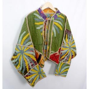 Wholesale 100% Cotton Designer Kantha <b>Jacket</b> MultiColor Ethnic Style Embroidery with open closure Handmade Vintage kantha <b>jacket</b> - Product Image 4
