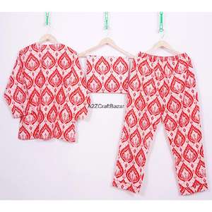 Conjunto de Pijama de Mujer, Hecho a Mano, de Lujo, 100% Algodón, con Estampado Floral Romántico, Manga Tres Cuartos, Cuello en V, Cintura Elástica, Suave, para Otoño y Verano - Product Image 5