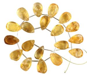 หินซิทรินธรรมชาติแห่งจินตนาการความเจริญรุ่งเรืองลูกแพร์ที่ไม่ได้รับการรักษารูปร่างด้านหลังขัดเครื่องประดับทำหยาบ - Product Image 1