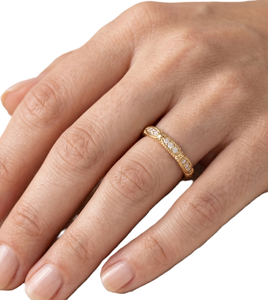 Nouvelle Arrivée Bague de Mariage Vintage de Créateur Empilable en Or Massif 9K 10K 14K 18K avec Diamant de Laboratoire Rond sur Toute la Surface - Product Image 6