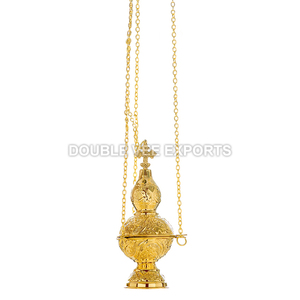 Incensario Ortodoxo de Latón con Cadenas Colgantes |   Incensario para Iglesia - DOUBLE VEE EXPORTS - Product Image 2