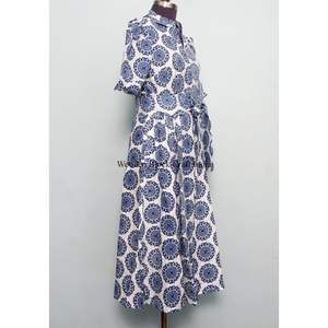 ชุดเดรสไหมพรมสไตล์อินเดีย คังกูร่า คอวี ความยาวปานกลาง สำหรับผู้หญิง ลายพิมพ์รักษ์โลก ซักได้ ตกแต่งด้วยกระดุม - Product Image 5