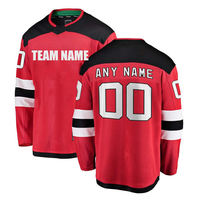 Maillots de hockey sur glace personnalisés haut de gamme pour hommes, en coton/fibre de bambou, impression par transfert thermique, broderie 3D, anti-UV, ajustables