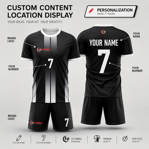 ชุดเสื้อฟุตบอล Fly Humble แบบสั่งทำพิเศษ สีดำขาวลายทาง พิมพ์ลายแบบ Sublimation ระบายเหงื่อได้ดี สำหรับผู้ใหญ่ ทรงปกติ แขนสั้น - Product Image 1