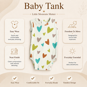 Cuna de Bambú Premium para Bebé |   Ropa de Verano para Bebés, Unisex, con Estampado de Corazones, Sin Mangas, Transpirable, Suave, con Cierre de Broches Seguro - Product Image 5